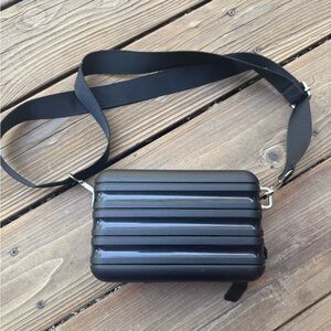Black Quilted Leather Belt Bag with Silver Hardware
